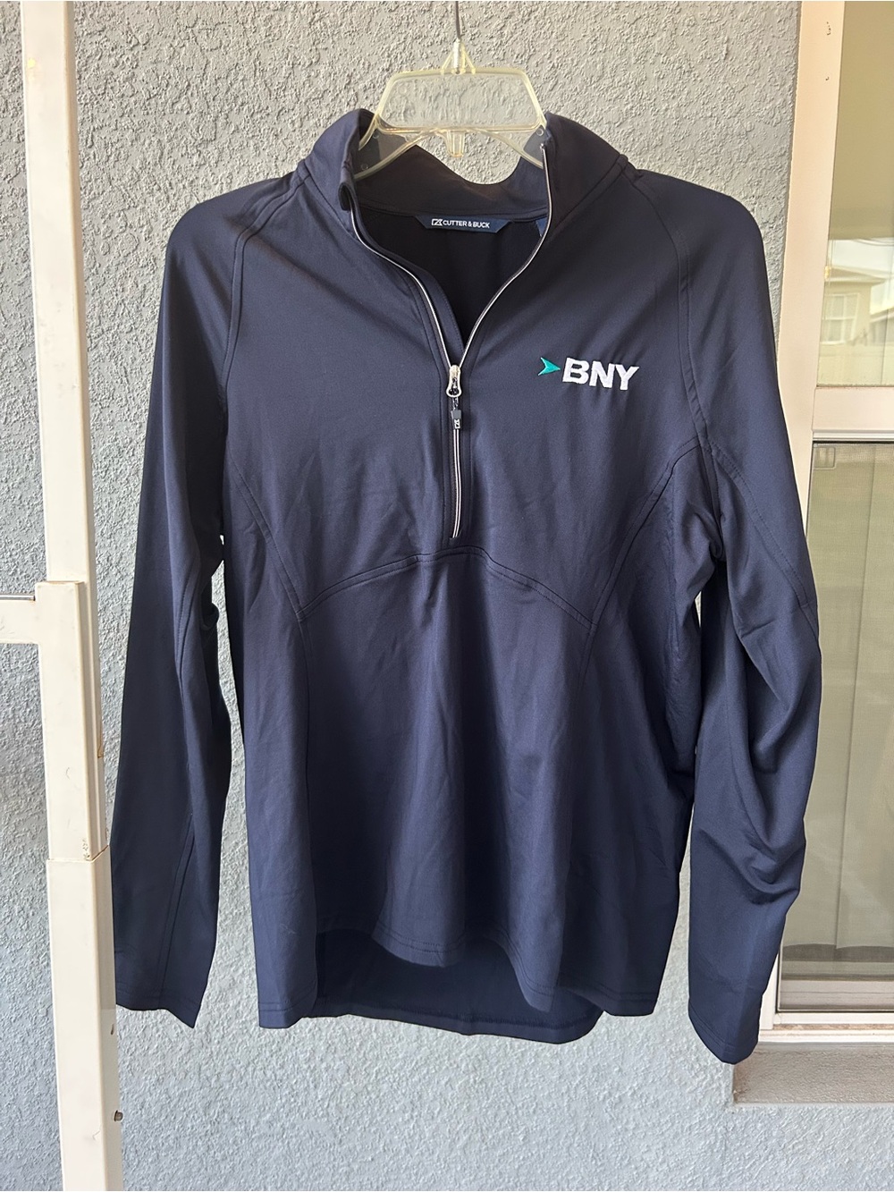 Cutter & Buck Men’s BNY Logo Navy 1/4 Zip Mock Neck Golf Pullover Size M